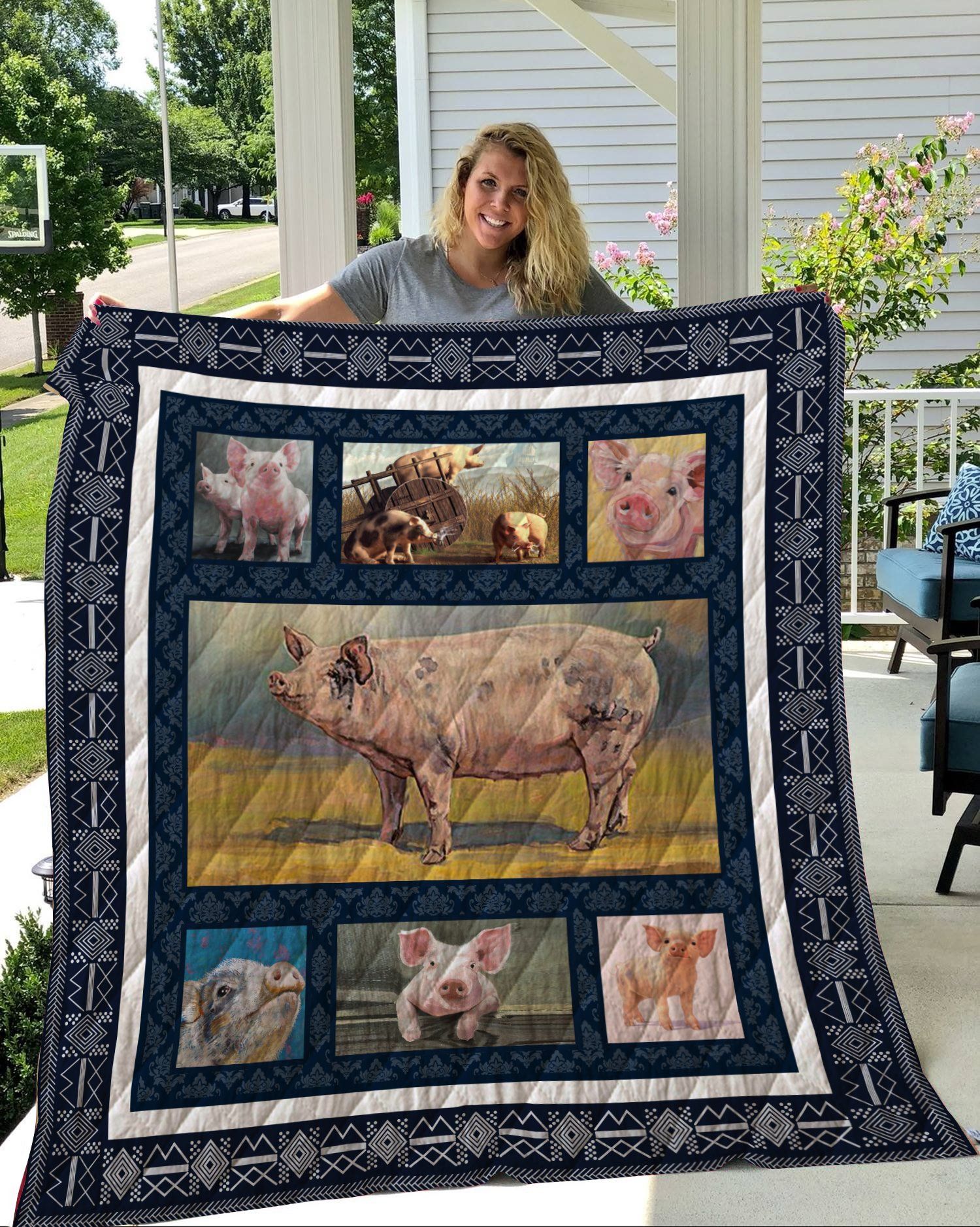 Pig 2 3D Quilt Blanket HGM34