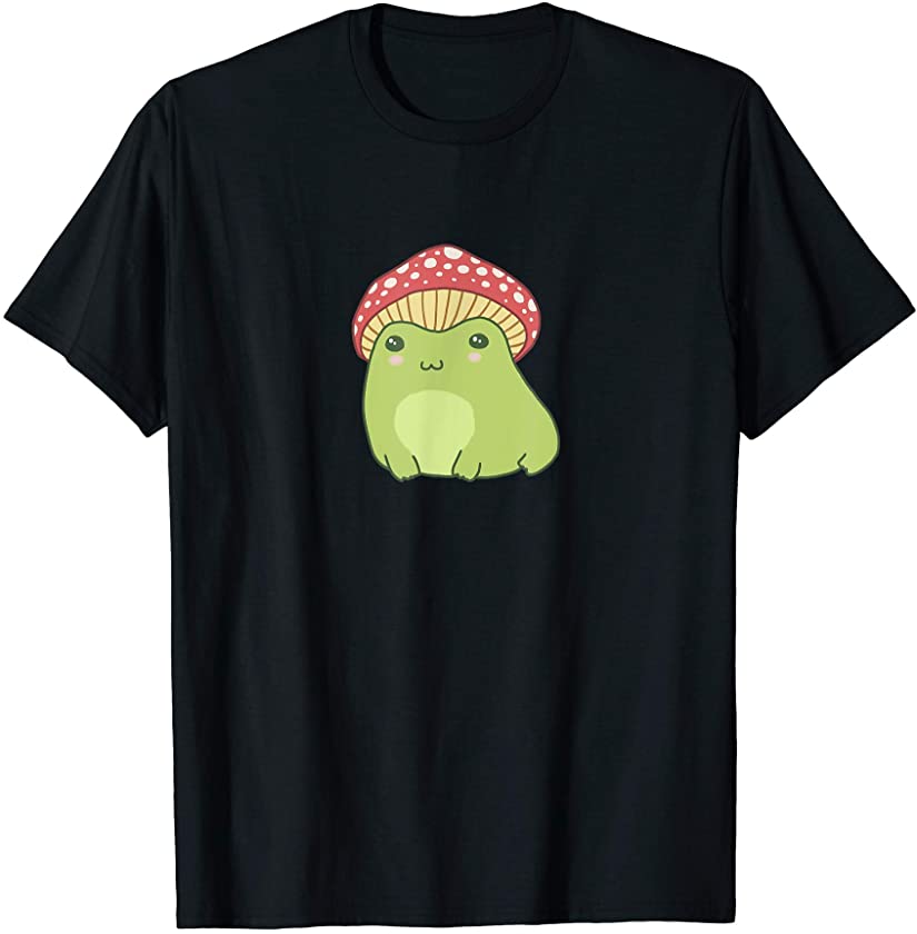 Cute Frog Mushroom Hat – Cottagecore Aesthetic T-Shirt