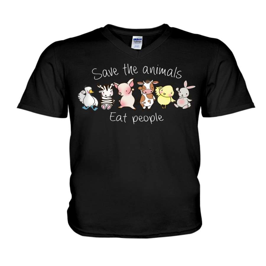 Save The Animals Eat People Vegan Guys V-Neck