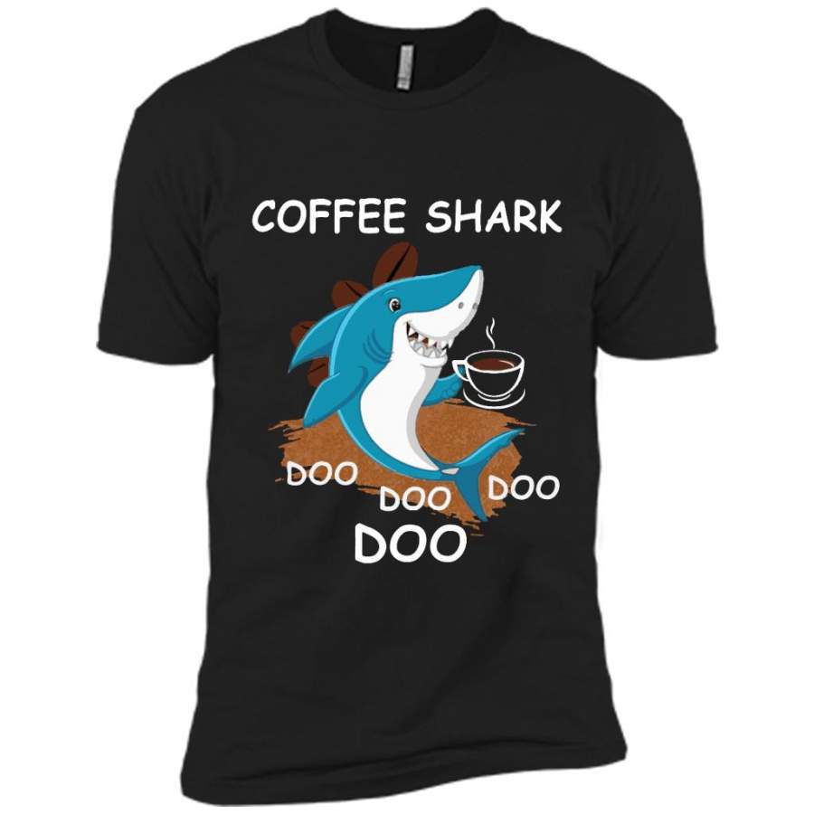 Coffee Shark Doo Doo Doo Doo – Canvas Unisex USA Shirt