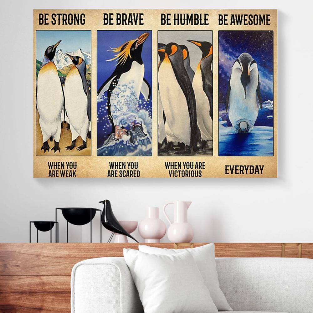 Canvas Painting Be Strong When You Are Weak Penguin Horizontal Canvas Wall Art Attractive Wall Art Home Decoration