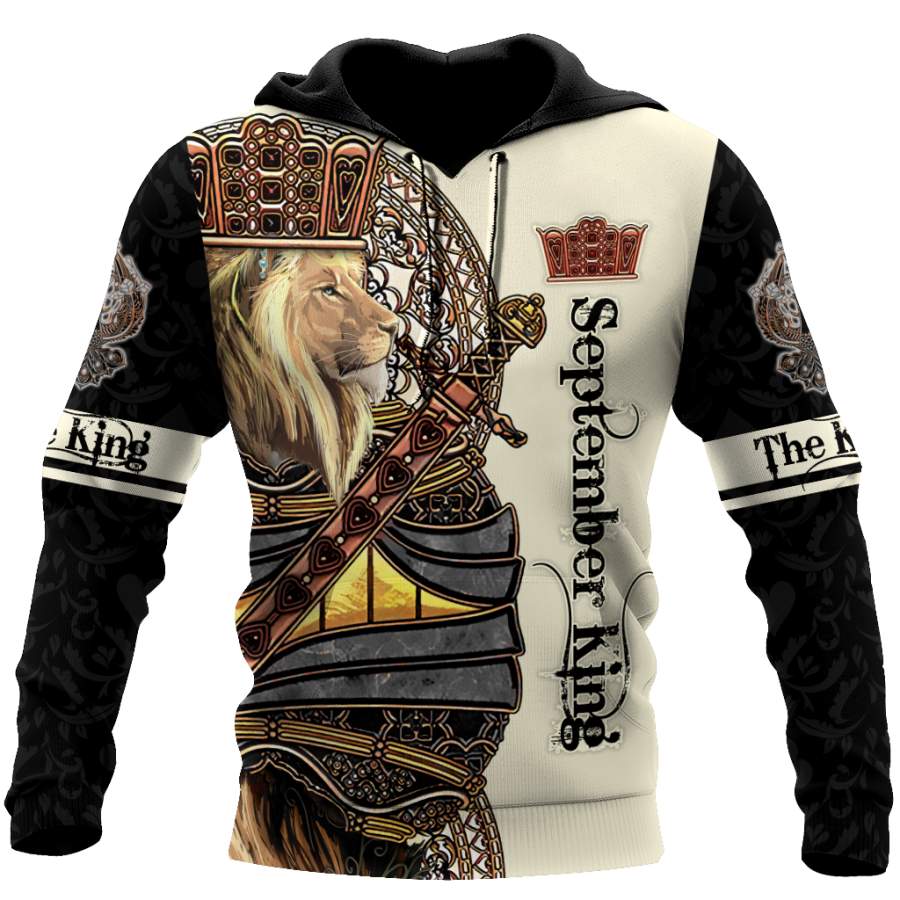 September Black King Lion 3D All Over Printed Shirts For Men and Women