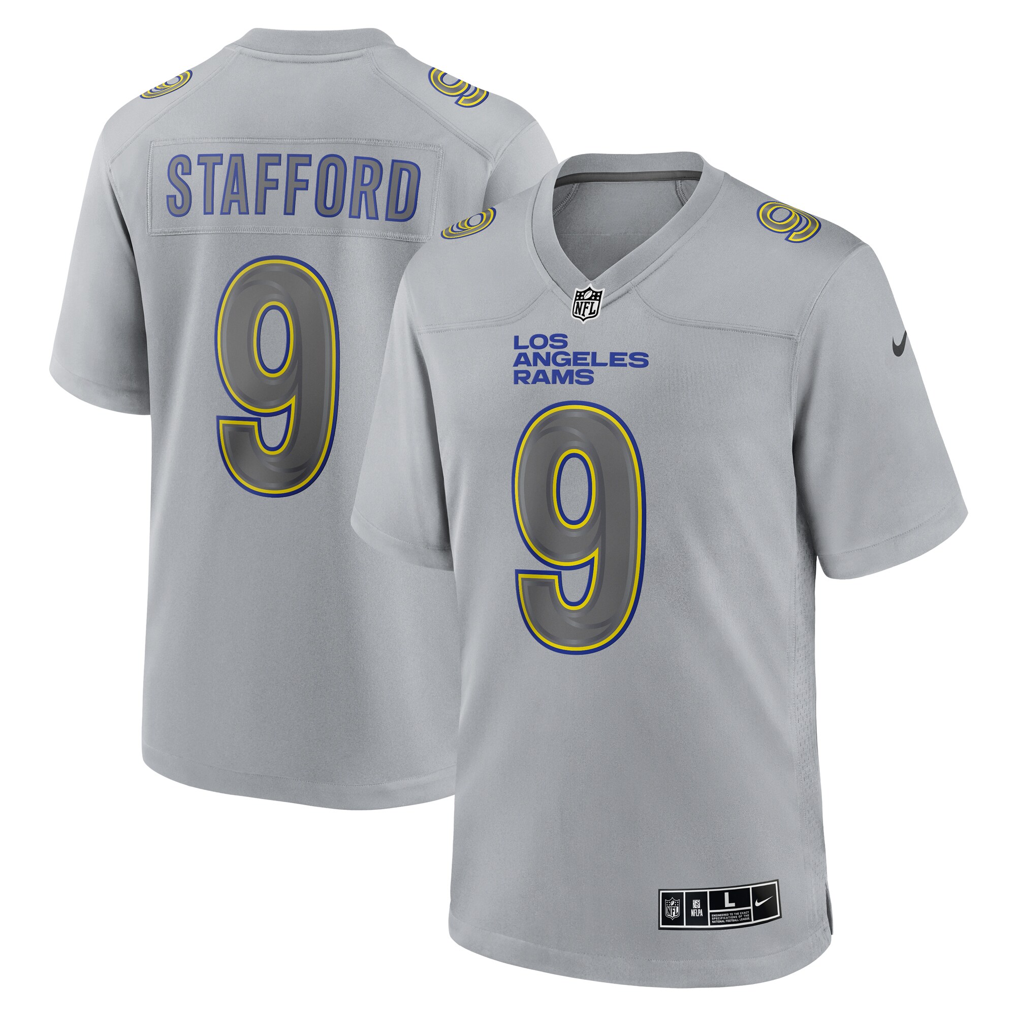 Men’s Los Angeles Rams Matthew Stafford Gray Atmosphere Fashion Game Jersey