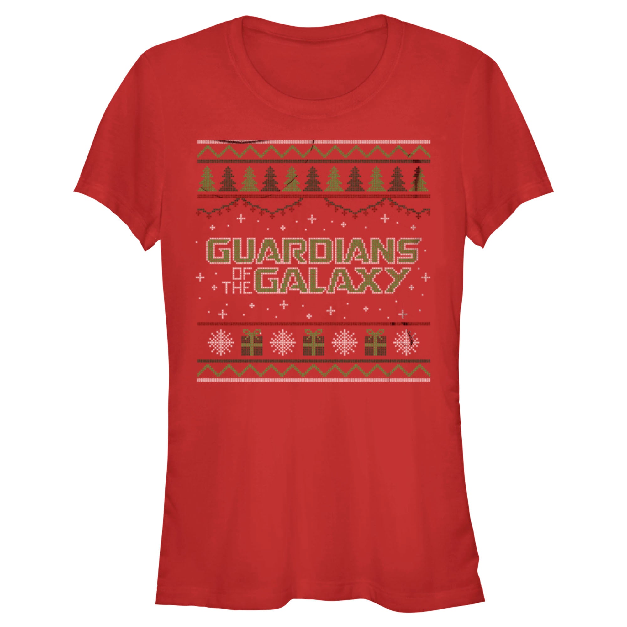 Junior’S Guardians Of The Galaxy Holiday Special Christmas Sweater Print T-Shirt