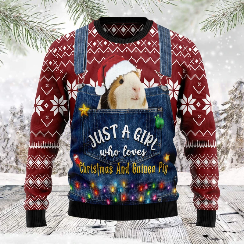 Just A Girl Who Loves Christmas And Guinea Pig Ugly Christmas Sweater | For Men & Women | Adult | Us6144