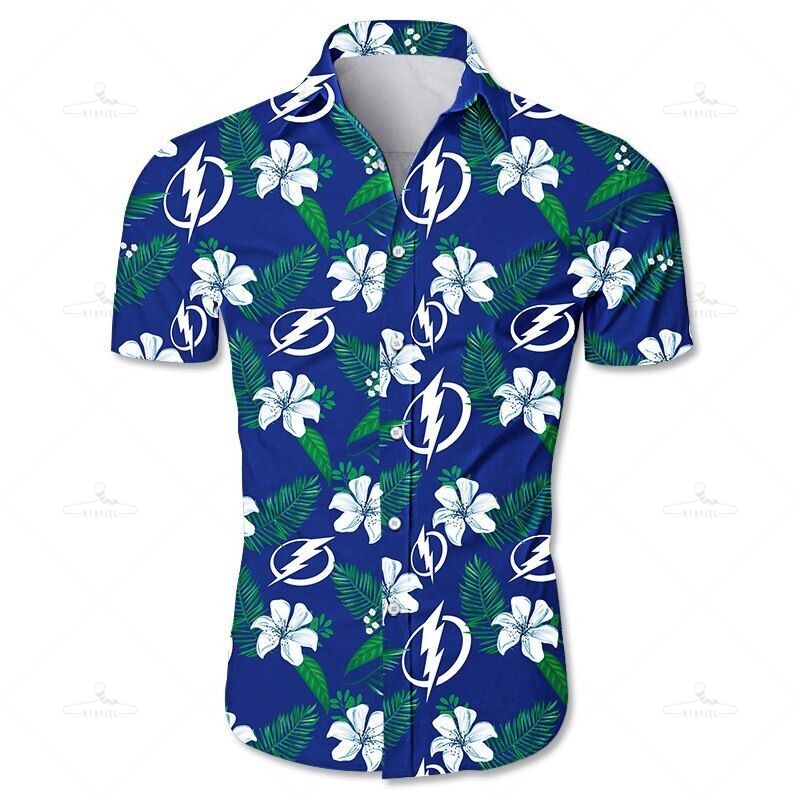 Tampa Bay Lightning Hawaiian Shirt Tropical Flower Summer