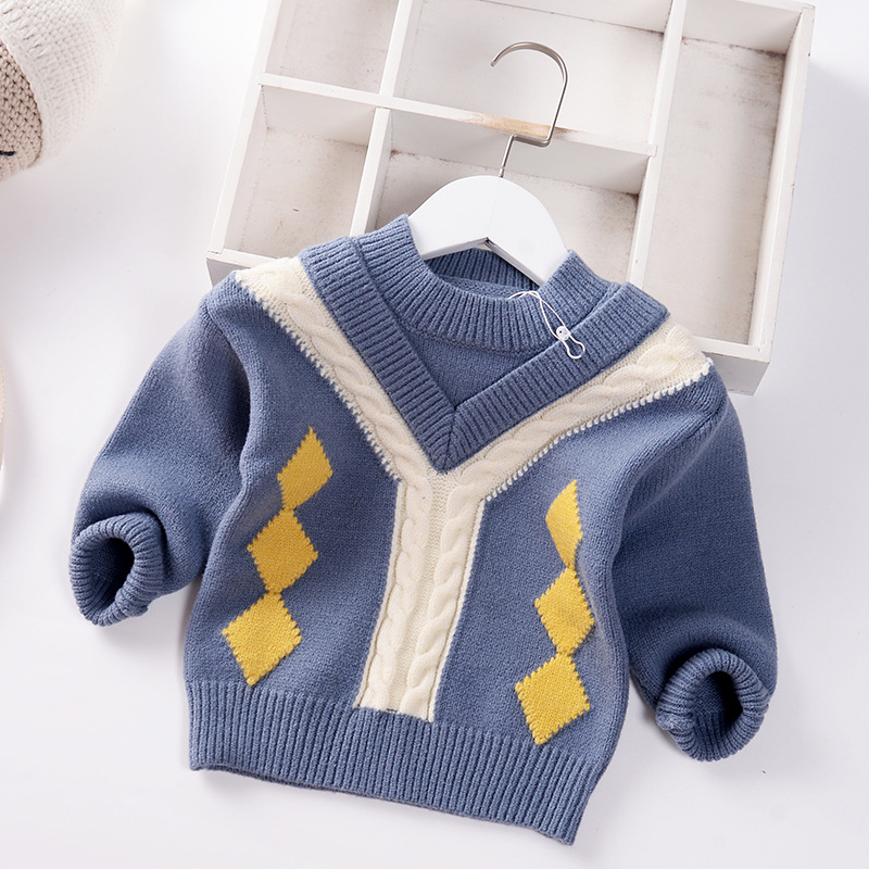 1-5T Autumn Winter 2022 Plaid England Style Baby Boy Sweater Children Knitted Clothes Kids Pullover Jumper Toddler Coat Sweaters alx