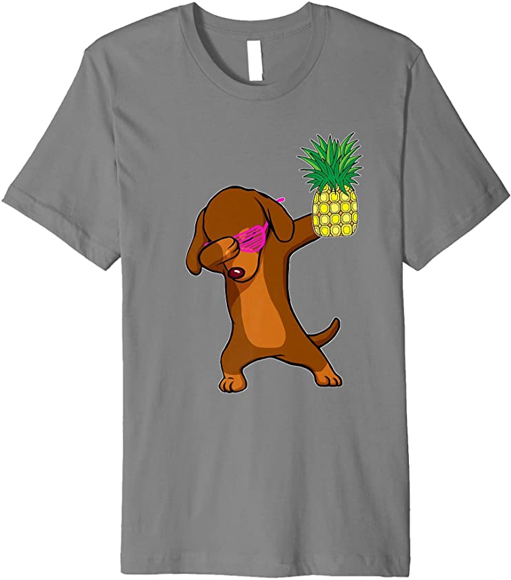 Dabbing Dachshund Puppy Dog Pineapple Aloha Hawaiian Gift Premium T-Shirt