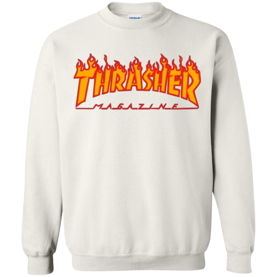 Thrasher Magazine Skateboarding Fire Design Pullover Sweatshirt