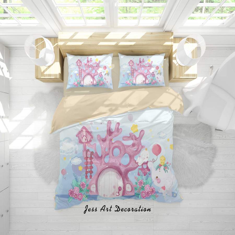 3D Cartoon Tree House Animal Quilt Cover Set Bedding Set Duvet Cover Pillowcases A338 LQH