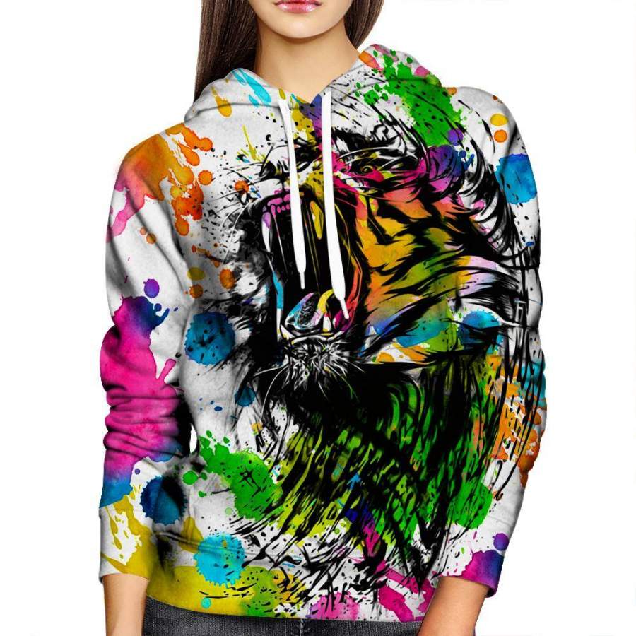 Watercolor Tiger Womens Hoodie