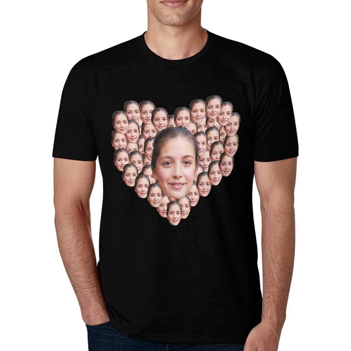 Custom Face Love Shape Cute Matching Couple T Shirts
