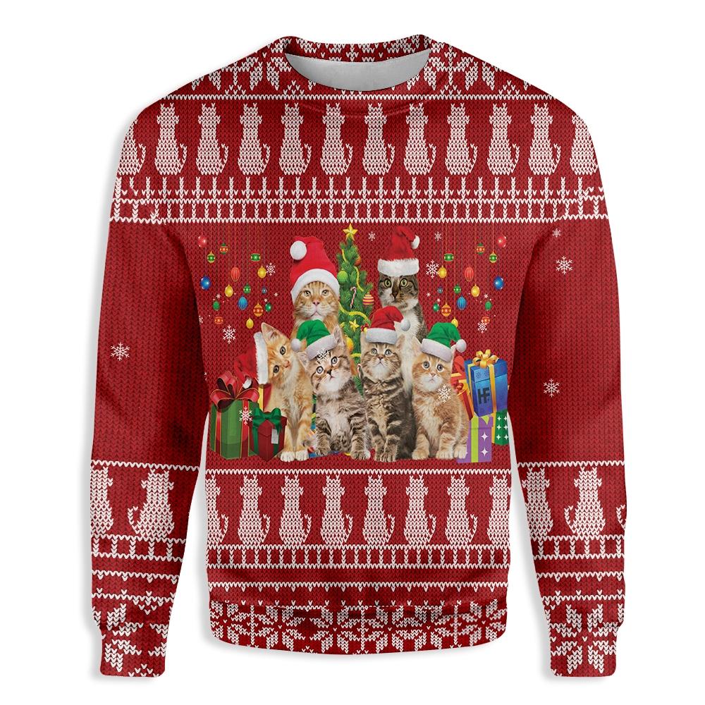Ugly Christmas Cat Lovers Ez12 1810 All Over Print Sweatshirt