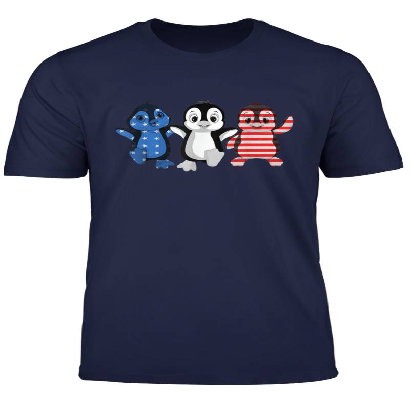 Blue White Red Penguins Us Flag 4Th July Patriot Ic Shirt