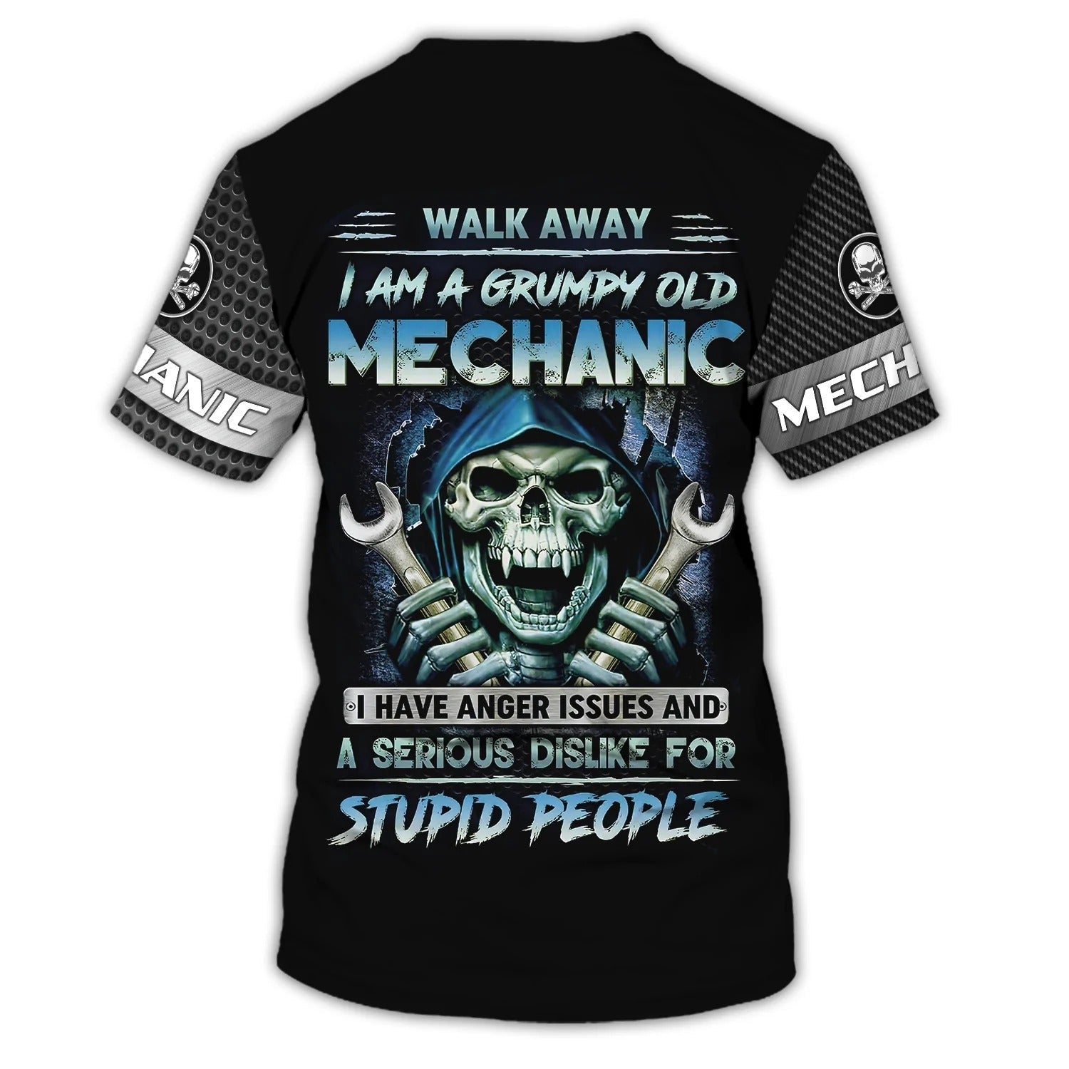 Grumpy Old Mechanic 3D Shirts Personalized Name, Skull Mechanical Tshirt For Him, Mechanic Men Shirt