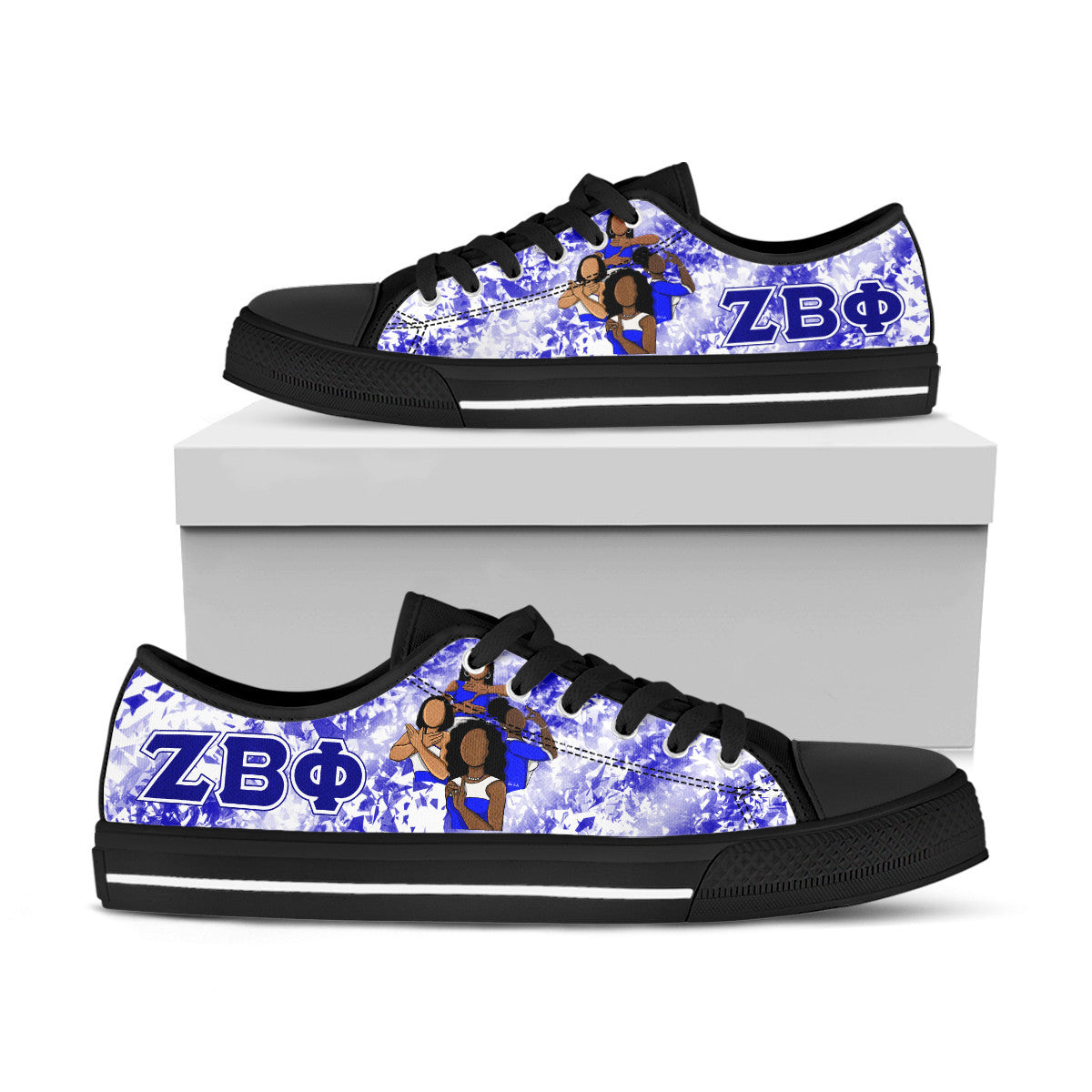 Sorority Footwear – Zeta Phi Beta Diamond Pattern Low Top Shoes