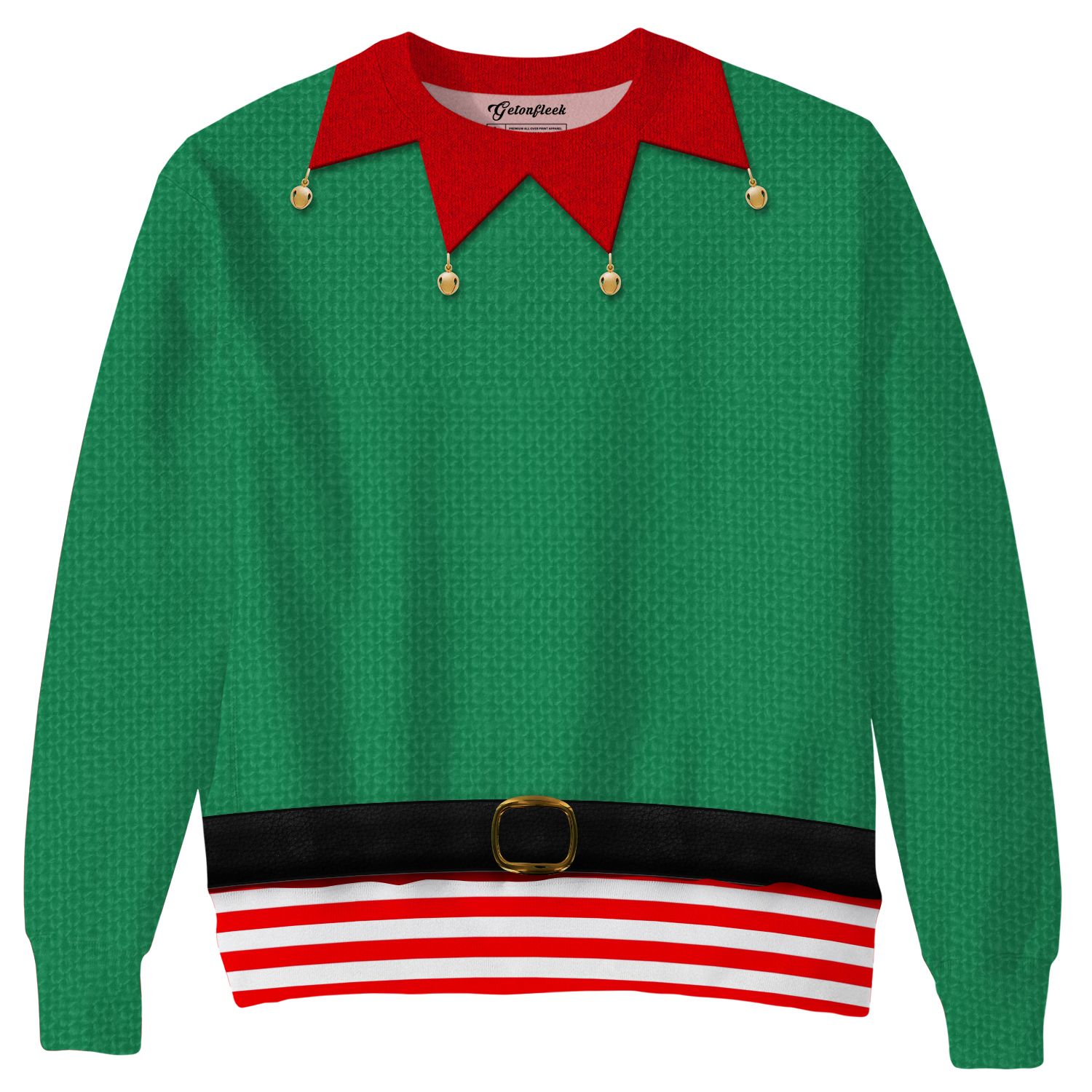 Elf Ugly Christmas Sweater – Long Sleeve Graphic Sweatshirt | Unisex, Up To 2Xl