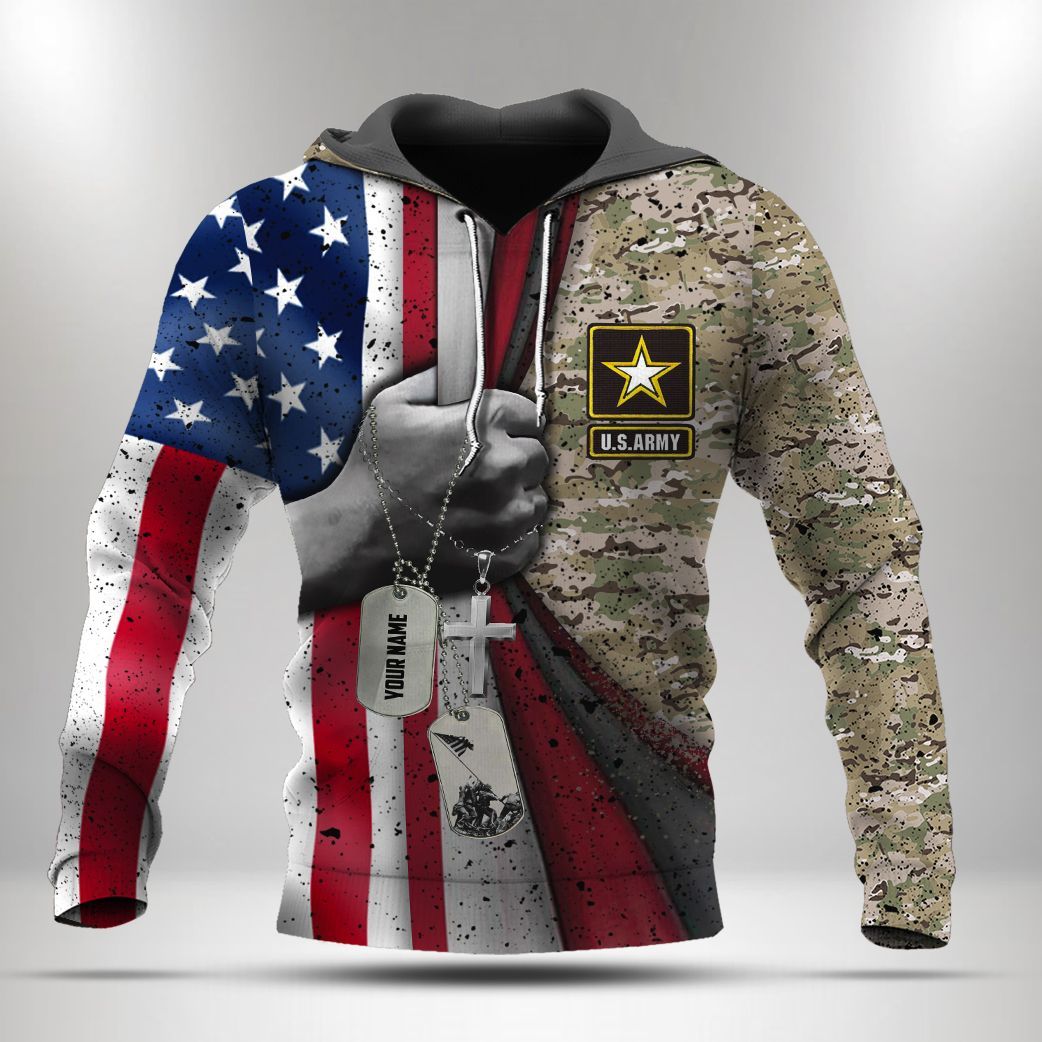 ZCU222009U01BF US ARMY FLAGS CUSTOM NAME HOODIE BT