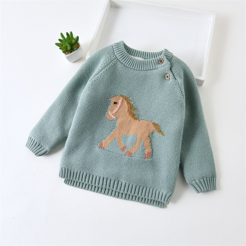 Baby Sweater Newborn Baby Boys Sweaters Thick Fleece horse Kids Sweaters Toddler Cardiagn Knitted Baby Clothes Girls Sweater alx