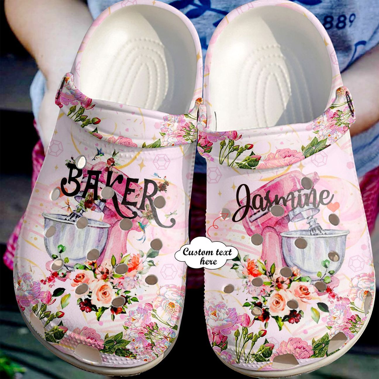 Baking Personalized Clog, Custom Name, Text Flower Stand Mixer, Fashion Style For Women, Men, Kid, Print 3D