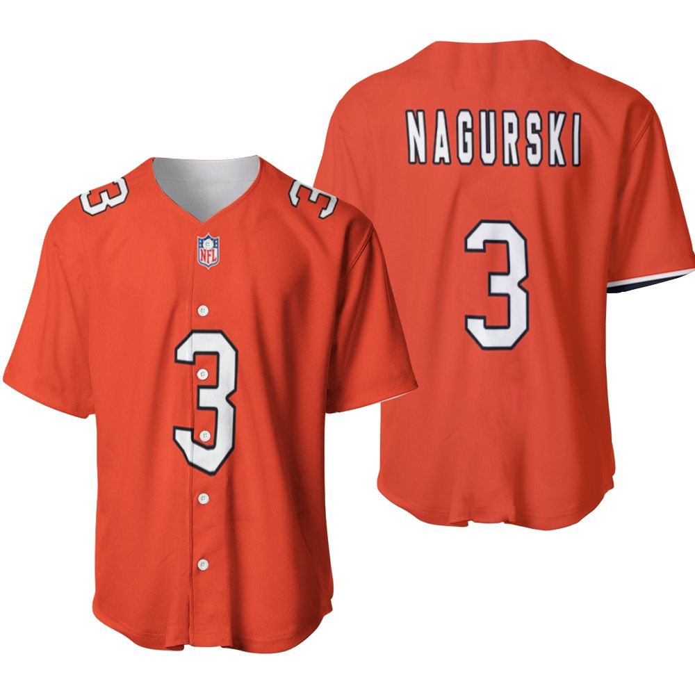 Chicago Bears Bronko Nagurski #3 NFL Great Player American Football Team Custom Game Orange 3D Designed Allover Gift For Bears Fans Baseball Jersey