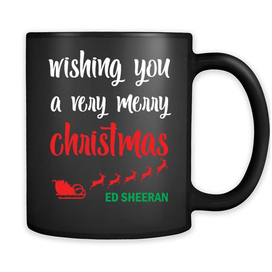 Wishing You A Very Merry Christmas Ed Sheeran – Full-Wrap Coffee Black Mug