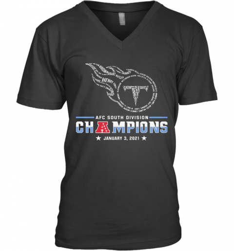 Tennessee Titans Afc South Division Champions January 3 2021 V-Neck T-Shirt