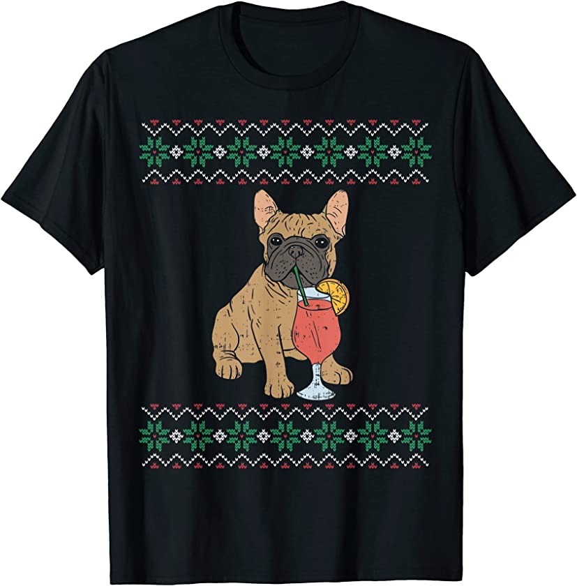 Ugly Christmas Sweater Frenchie French Bulldog Dog T-Shirt