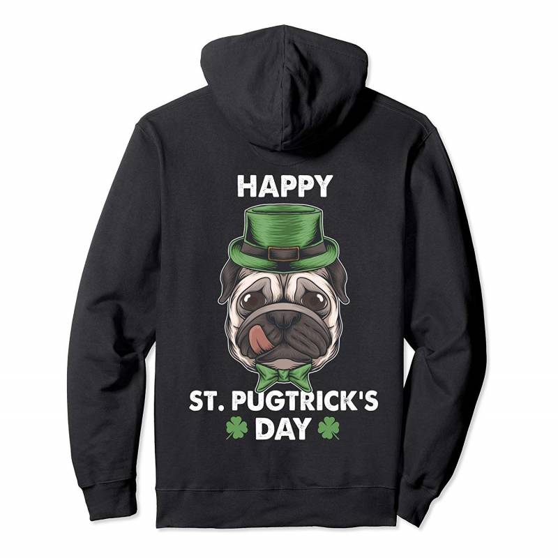 St Patricks Day Dog Mom Dad Irish Leprechaun Puppy Pug Face Pullover Hoodie