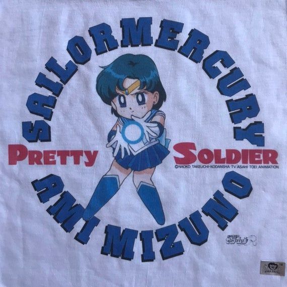 Vintage 90 S Pretty Soldier Sailor Moon R Characterized Sailor Mercury Shirt Nos Dead Stock Shirt