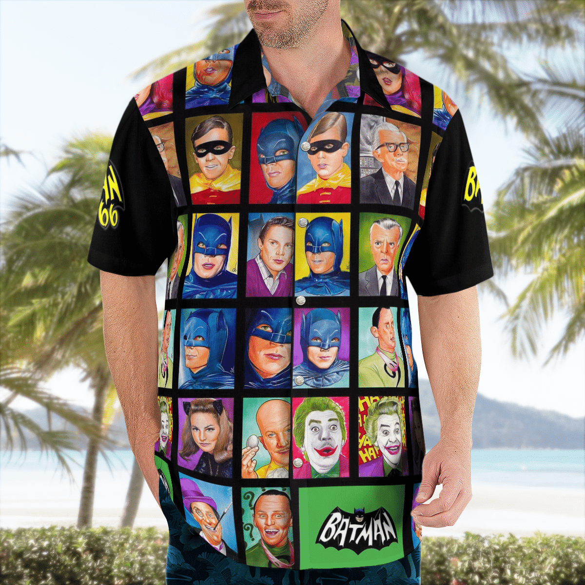 Batman 66 Face Characters Footage For Man And Woman Print Short Sleeve Hawaiian Shirt Y97