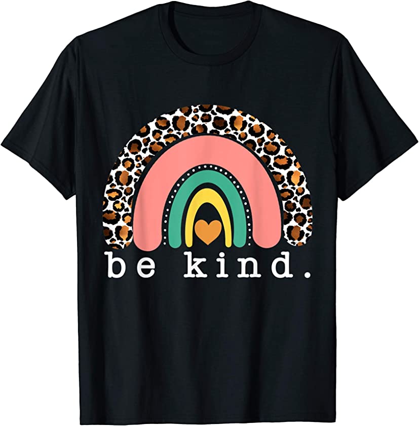 Be Kind Leopard Boho Rainbow Trendy Youth & Womens Design T-Shirt