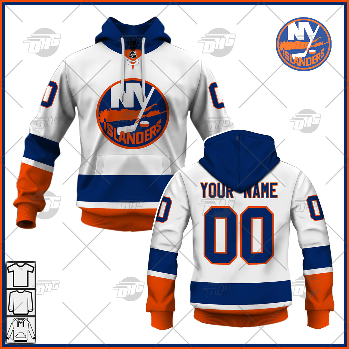 Personalized Mens New York Islanders 2022 Fanatics Branded White Away Breakaway Jersey Personalize Hoodie