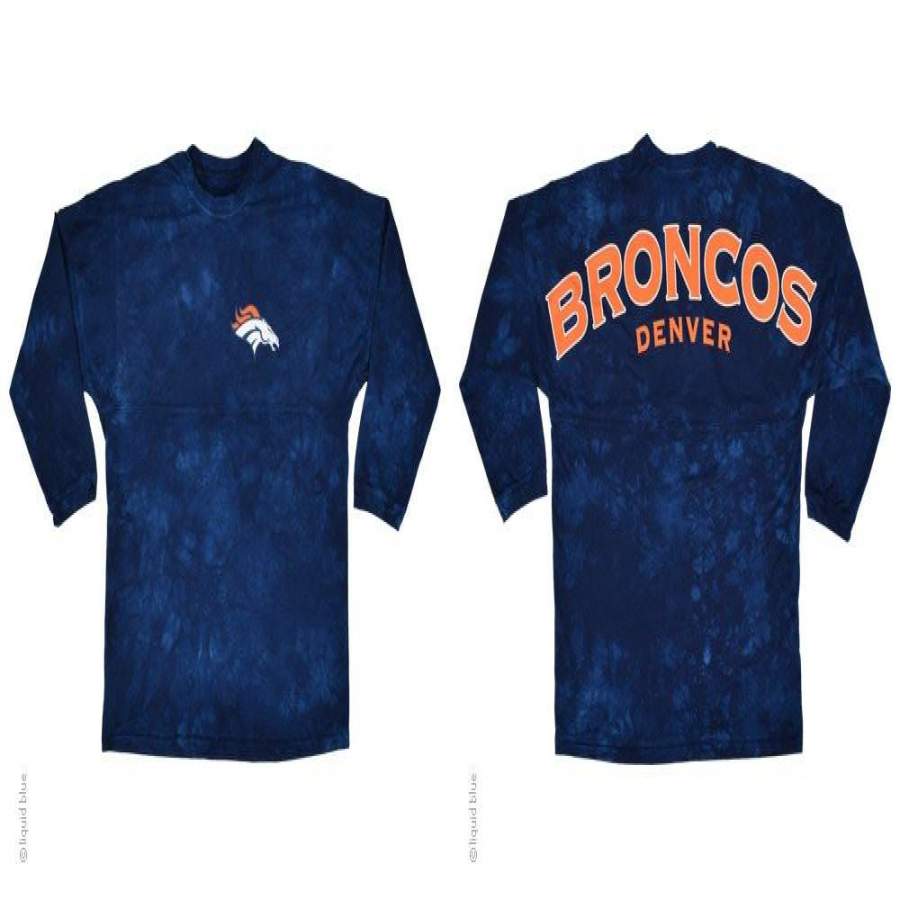 Denver Broncos Logo Tie Dye Sweeper Long Sleeve Oversized Top Shirt Jersey