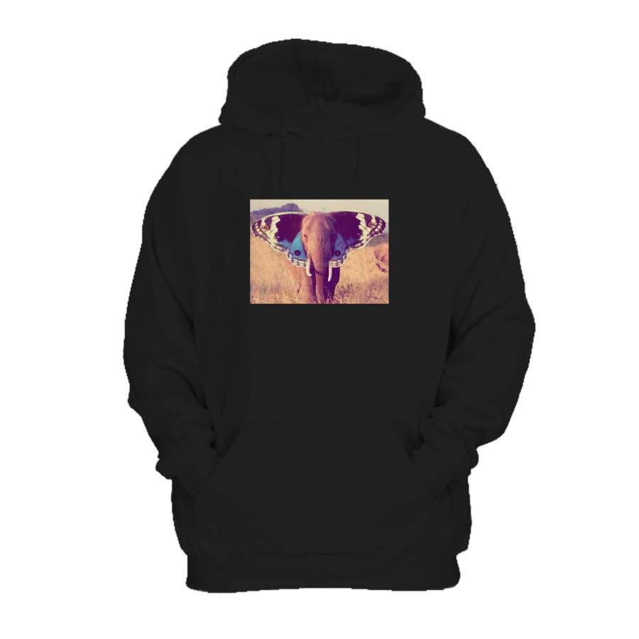 Gents Organic Art Elephant Dog Wings Hoodie