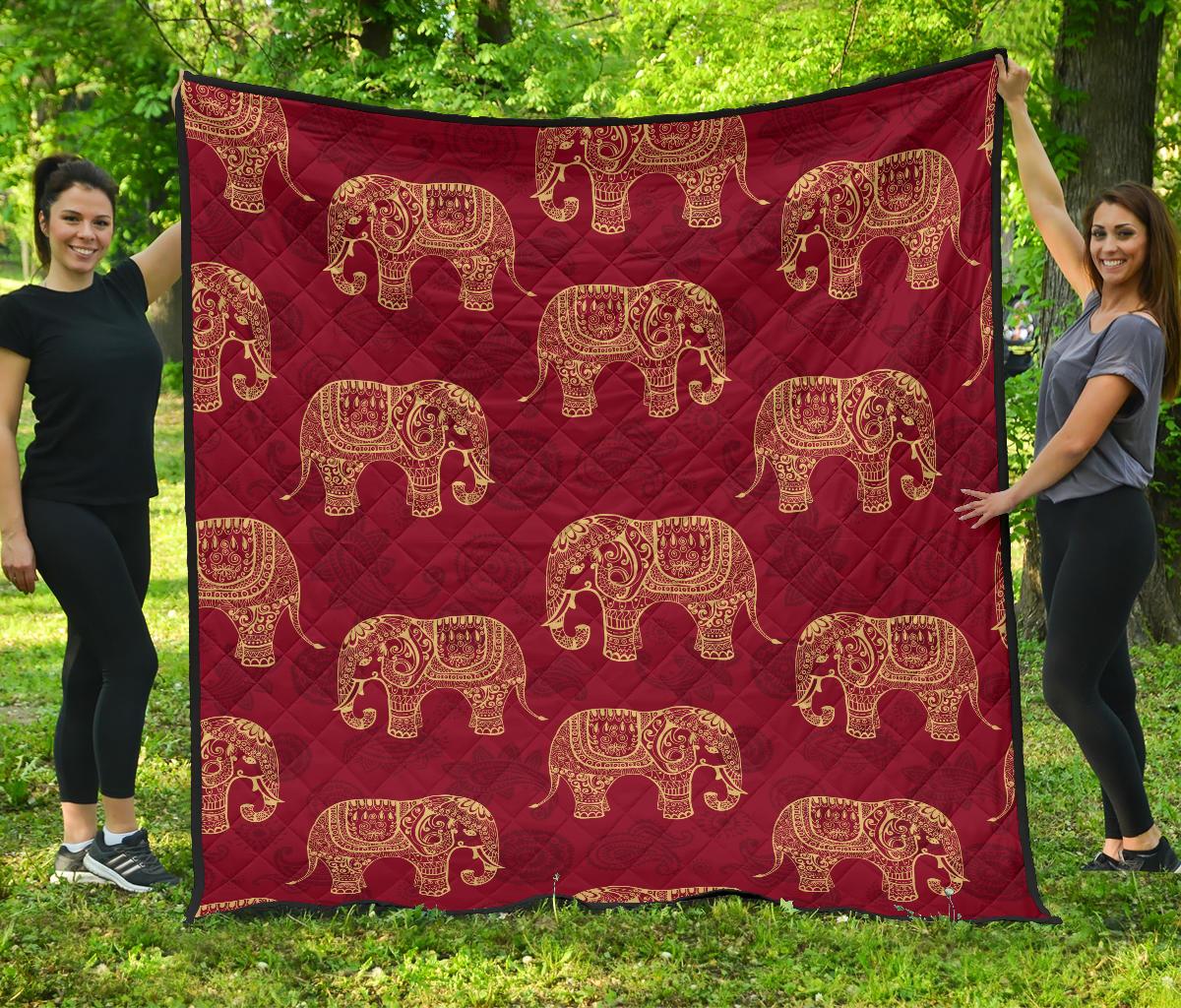 Elephant Tribal Pattern Premium Quilt