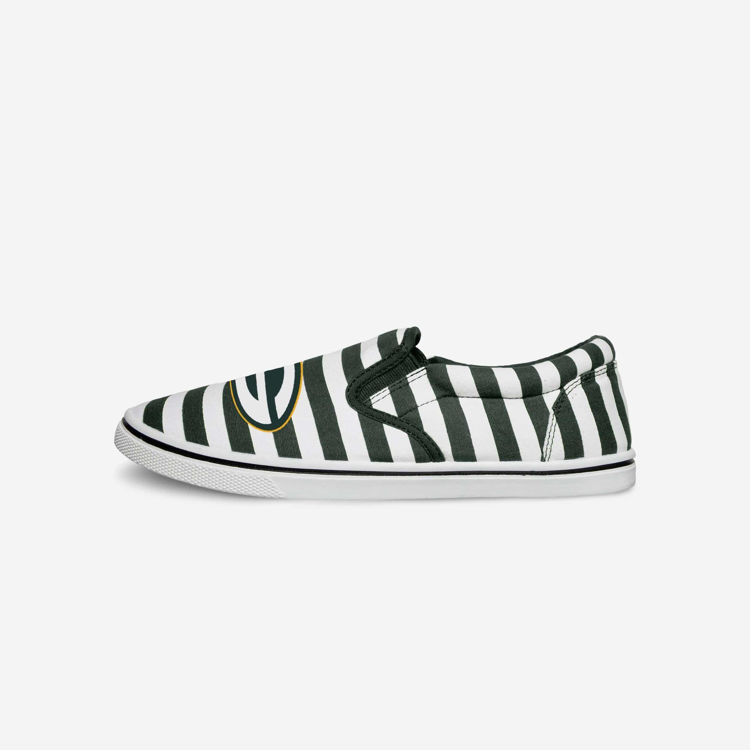 Green Bay Packers Striped Slip On Canvas Shoe