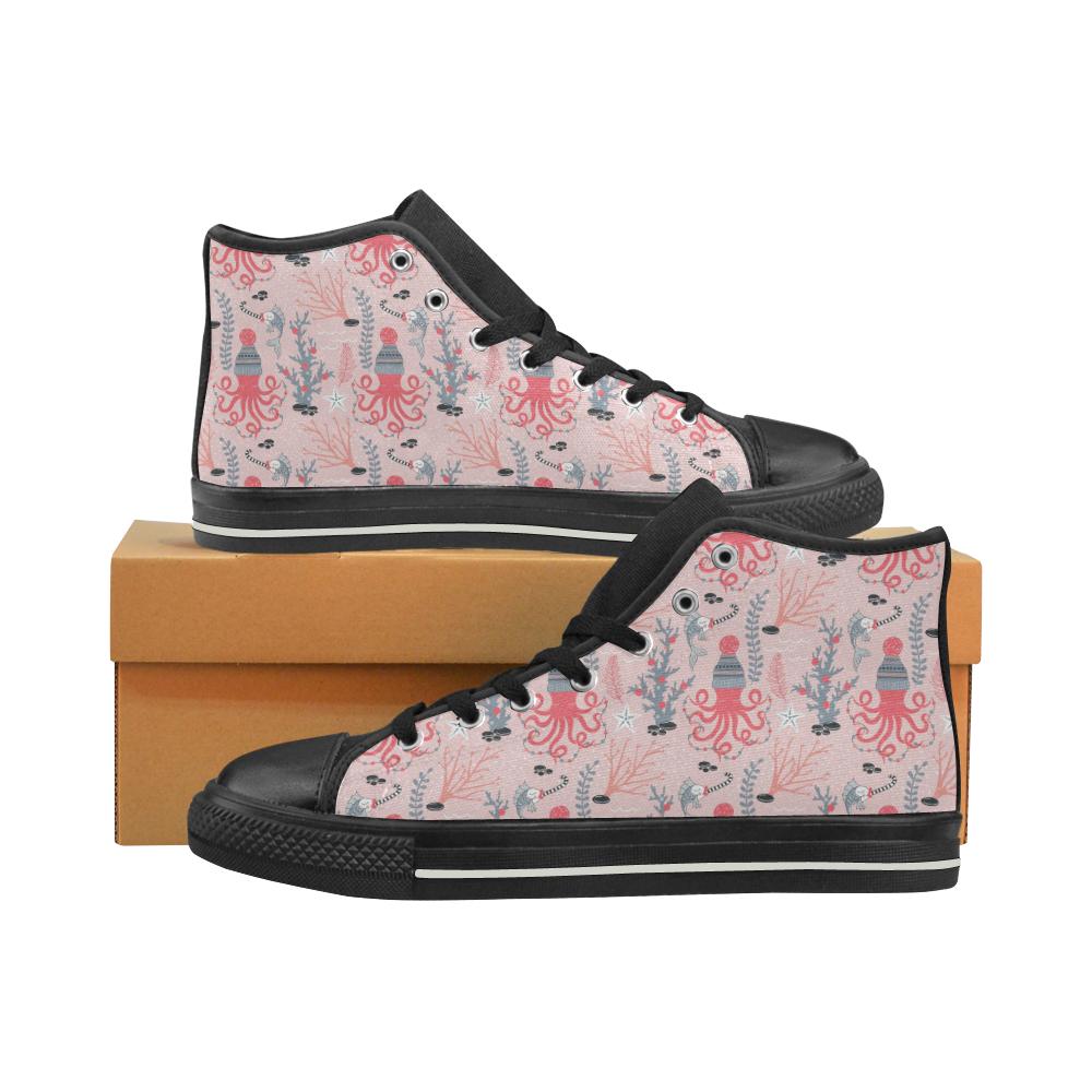 Octopus winter hat garland Fish candy Seaweed Cora Women’s High Top Shoes Black