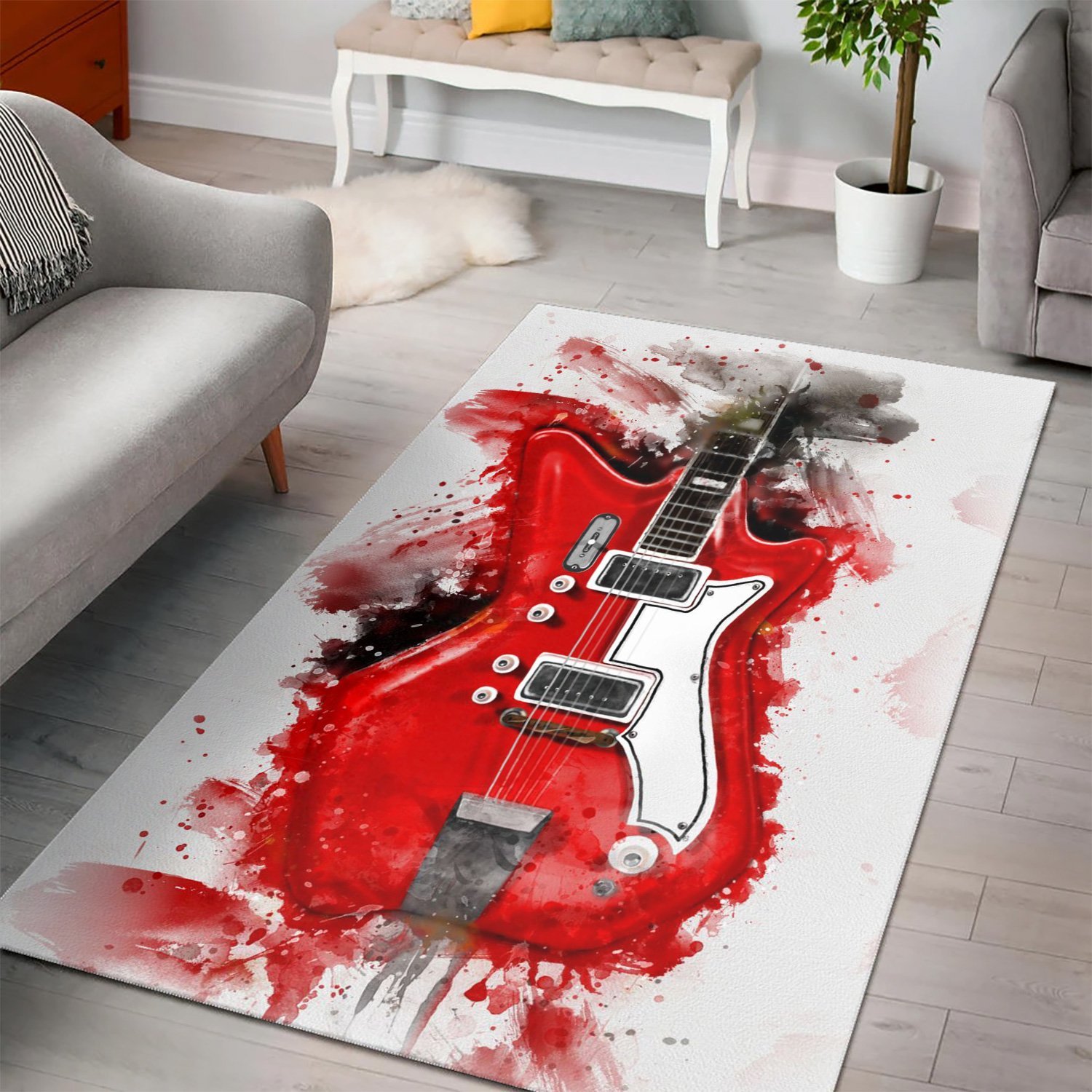 Jack White S Guitar  Area Rugs,  Kitchen Rug,  Halloween Gift