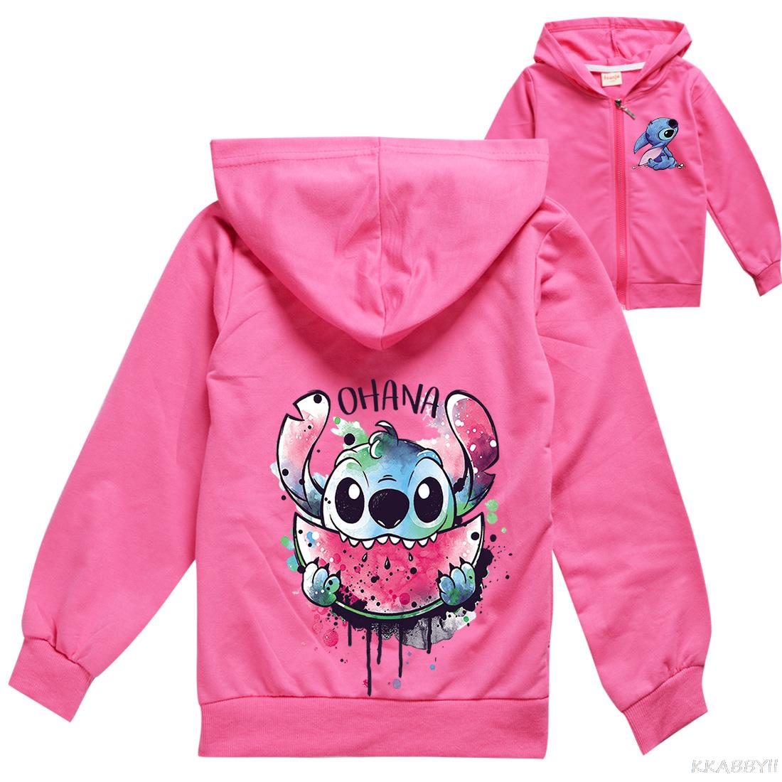 Spring Autumn Stitch Girls Kids Long Sleeve Zipper Hoodie Baby Children Jacket Coat Sweatshirt Hoody Casual Clothes Disney alx