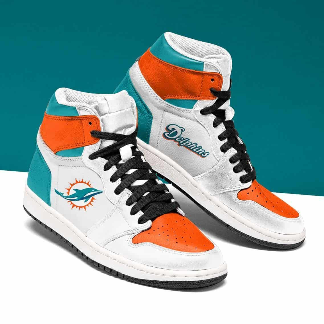 Miami Dolphins Team Logo Design Air Jordan 1 High Printing Shoes Sneaker