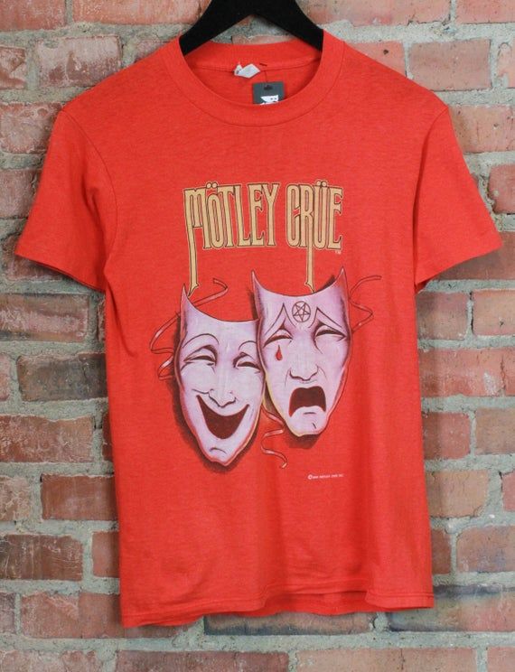 Vintage Motley Crue Concert T Shirt 1985 86 Theatre Of Pain World Tour Unisex Small Guns N Roses Aerosmith Soft Red Tee Tommy Lee Nikki Sixx