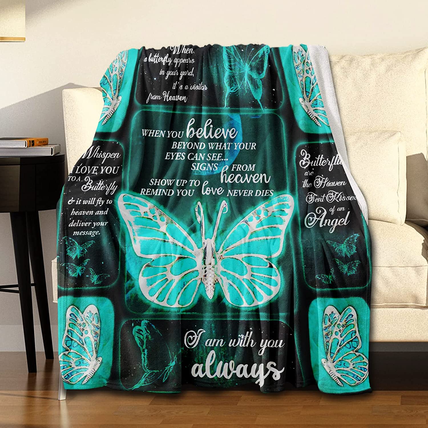 Butterfly Blanket Throw Flannel Fleece Blanket Super Soft Cozy Warm Blanket For Couch Chair Bed Sofa Office,50X60 Inches For Teens