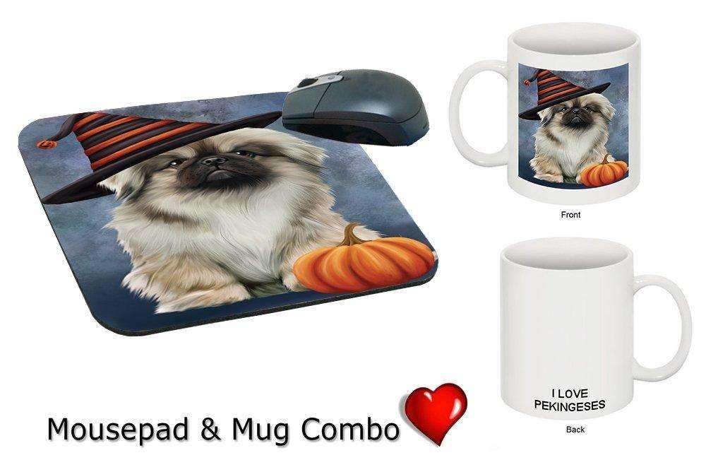 Christmas Happy Holidays Pekingese Puppy Wearing Witch Hat Mug & Mousepad Combo Gift Set Mmcg0636