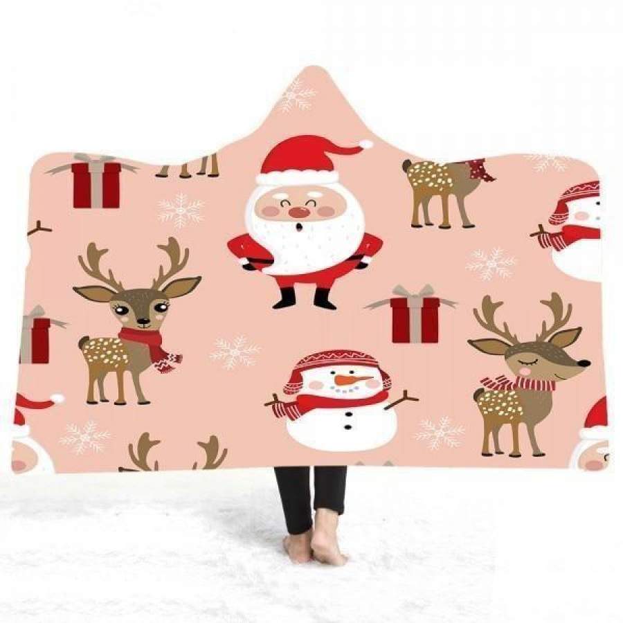 X-Mas Cute Friends Hooded Blanket Christmas Decoration Ideas Christmas Gift Ideas