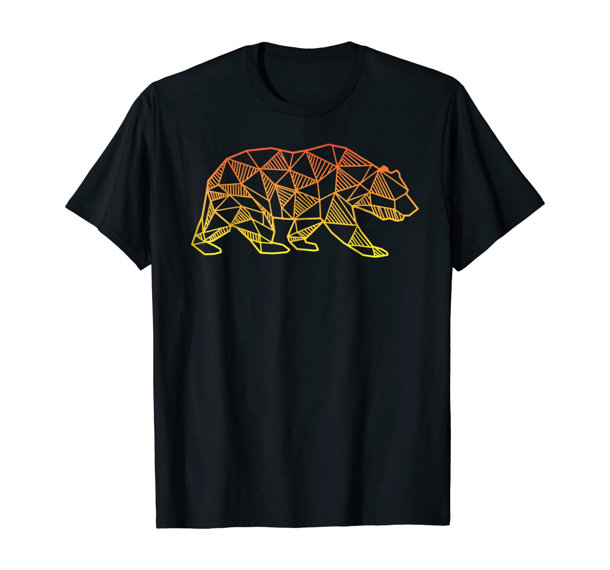 Geometric Bear Retro T Shirt Wild Alaska Mountain Animal