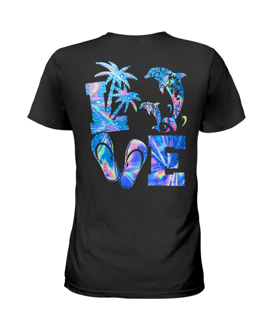 Love Dolphins Hologram 2 Sides Fb Ladies T-Shirt