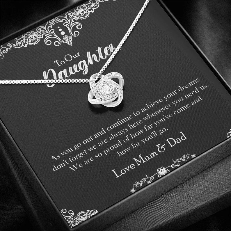 To Our Daughter Necklace Gift From Mom Dad, Birthday Mothers Day Graduation Christmas Valentine Gift For Her Girls Women