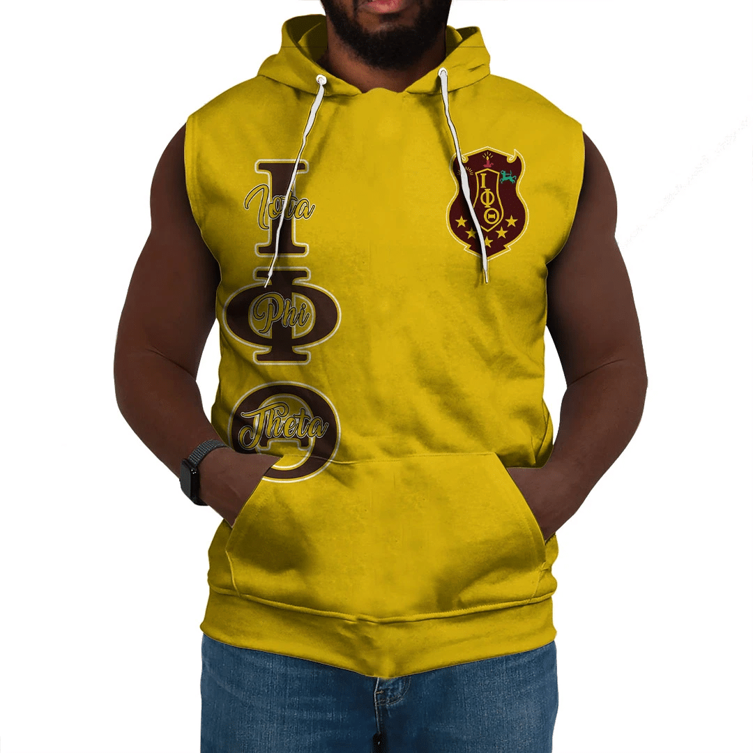 Wonderprint Hoodie Personalized Iota Phi Theta Gold Sleeveless Hoodie Lt10