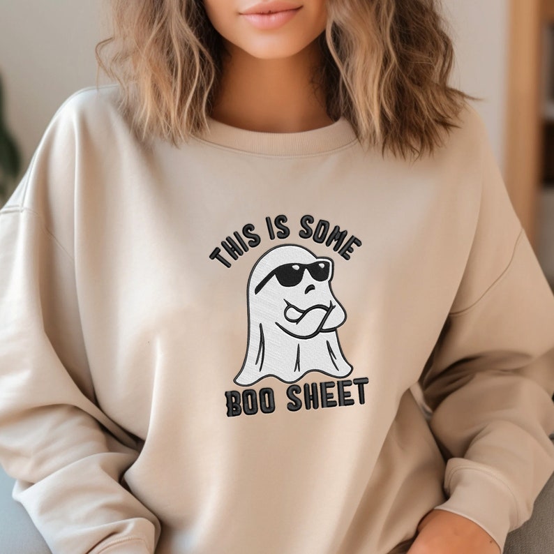 Ghost Halloween Embroidered Sweatshirt 2D Crewneck Sweatshirt All Over Print Sweatshirt For Women Sweatshirt For Men Sws2705